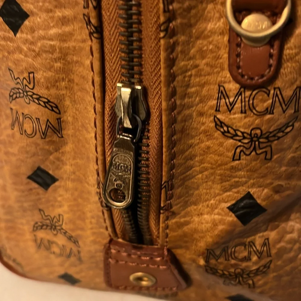 MCM Brown Logo Satchel with Gold Accents-Speedy 25 size - Picture 5 of 13
